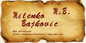 Milenko Bajković vizit kartica